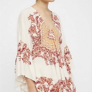 Free People Cream Tunic with Rust & Mustard Print